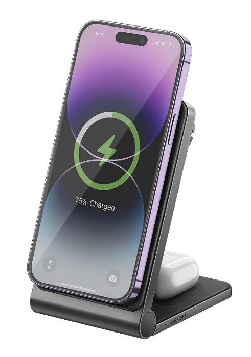 ENERGEA MAGTRIO, 3IN1 FOLDABLE MAGNETIC FAST WIRELESS CHARGER - GUNMETAL