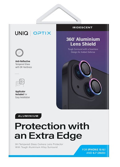 UNIQ OPTIX IPHONE 15 / 15 PLUS CAMERA LENS PROTECTOR IRIDESCENT -(IRIDESCENT)