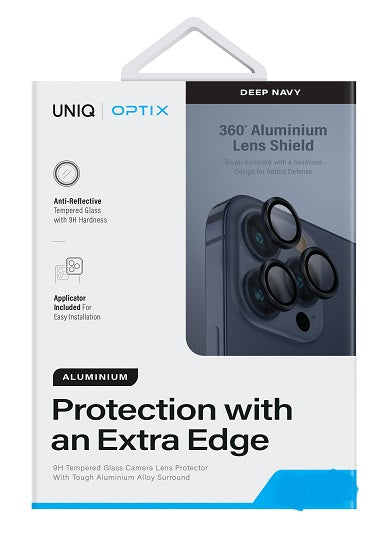 UNIQ OPTIX IPHONE 15 PRO/ 15 PRO MAX CAMERA LENS PROTECTOR DEEP NAVY (DARK BLUE)