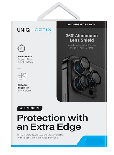 UNIQ OPTIX IPHONE 15 PRO/ 15 PRO MAX CAMERA LENS PROTECTOR MIDNIGHT (BLACK)