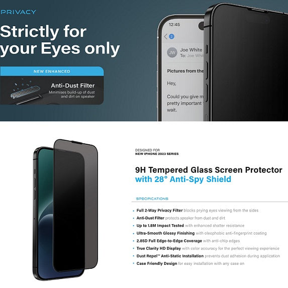 UNIQ OPTIX PRIVACY IPHONE 15 PRO GLASS SCREEN PROTECTOR