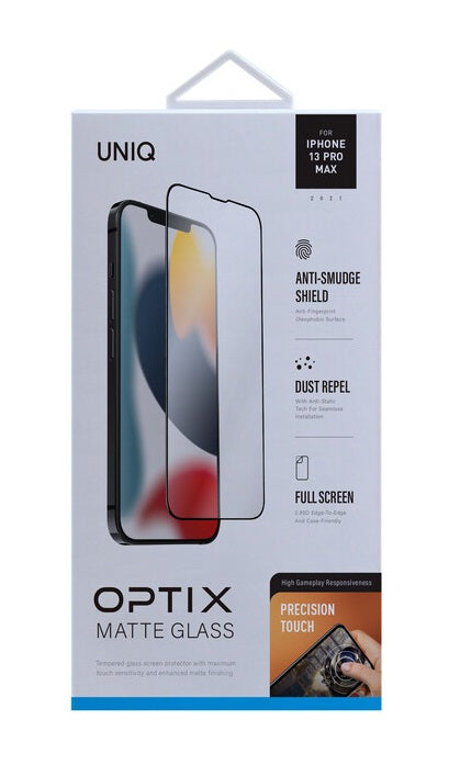 UNIQ OPTIX واقي شاشة زجاجي مطفي لهاتف IPHONE 13 PRO MAX/14 PLUS 