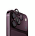 Burgundy camera lens protector with fitted cover rings on triple lenses