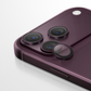 Burgundy camera lens protector set covering three lenses with clear shield
