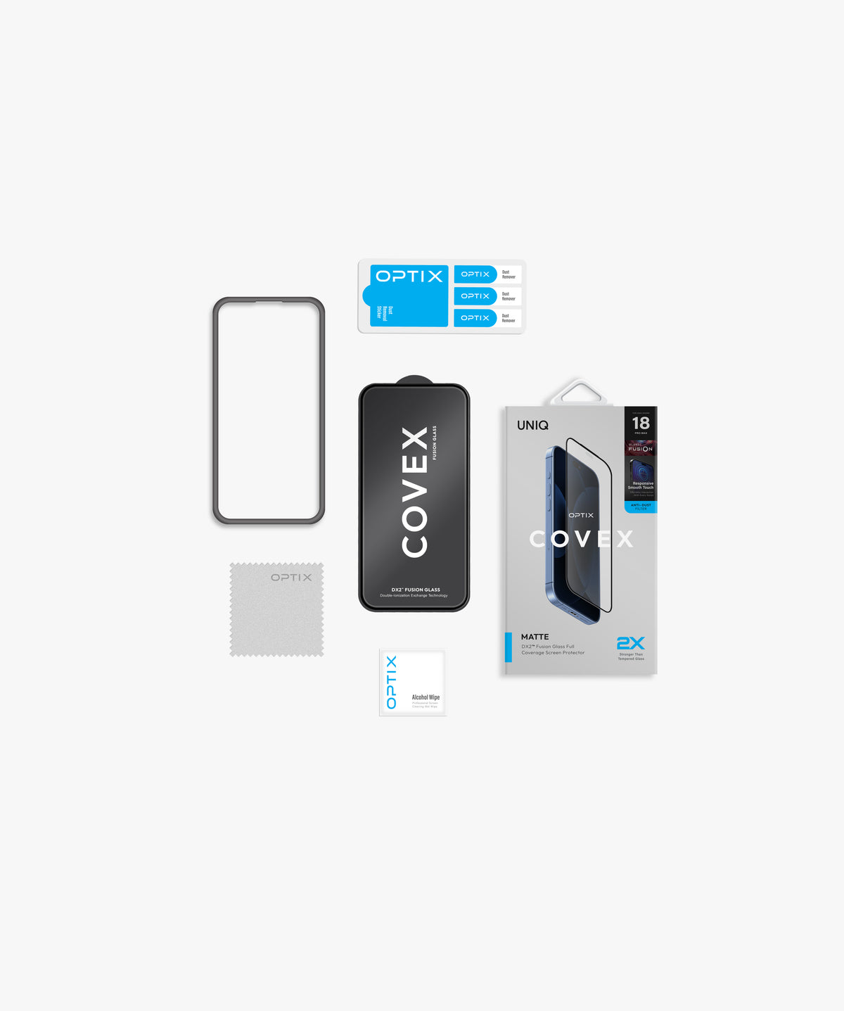 واقي الشاشة الزجاجي UNIQ OPTIX COVEX MATTE (DX2) لجهاز IPHONE 18 PRO MAX (2026) مقاس 6.9 بوصة