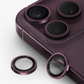 Burgundy and chrome triple camera lens protector set with three cutouts