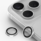 iPhone camera lens protector set with four silver-chrome rings and cutouts
