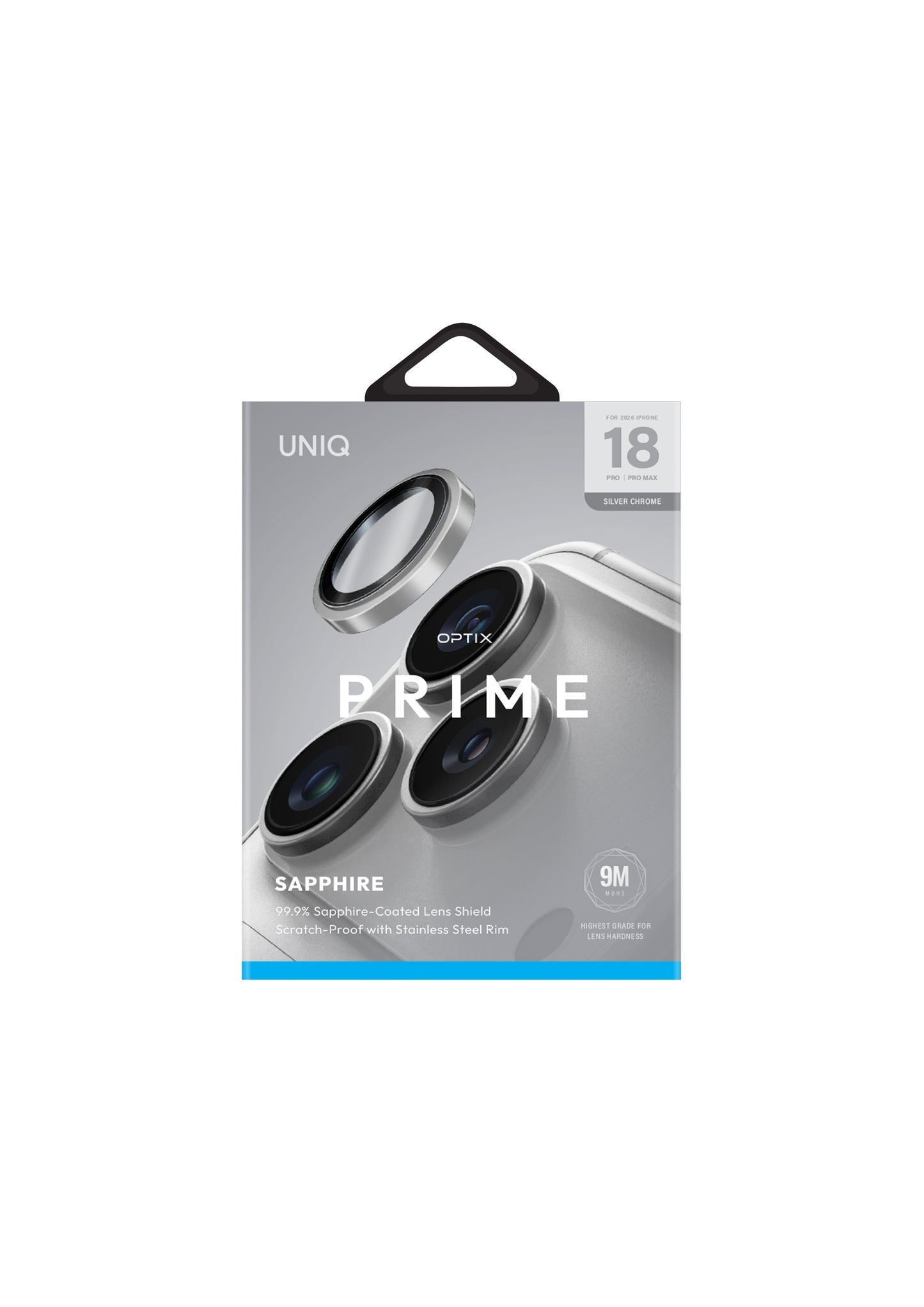 UNIQ OPTIX PRIME IPHONE 18 PRO/18 PRO MAX (2026) 6.3/6.9 CAMERA LENS PROTECTOR Silver-Chrome