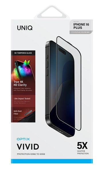 UNIQ OPTIX VIVID CLEAR IPHONE 16 PLUS (2024) 6.7 GLASS SCREEN PROTECTOR - VIVID CLEAR