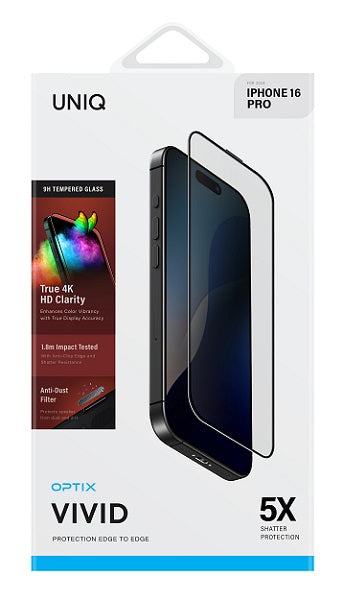 UNIQ OPTIX VIVID CLEAR IPHONE 16 Pro (2024) 6.3 GLASS SCREEN PROTECTOR - VIVID CLEAR