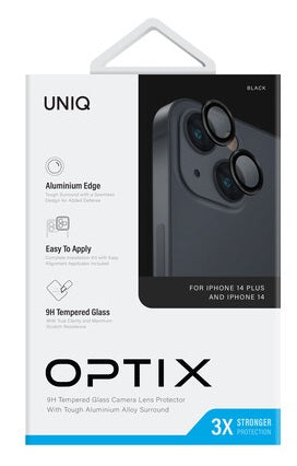 UNIQ OPTIX IPHONE 14 / 14 PLUS (2022) CAMERA LENS PROTECTOR - MIDNIGHT (BLACK)