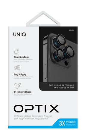 UNIQ OPTIX IPHONE 14 PRO / 14 PRO MAX (2022) واقي عدسة الكاميرا - منتصف الليل (أسود)