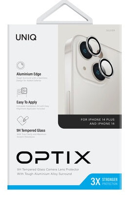 UNIQ OPTIX IPHONE 14 / 14 PLUS (2022) CAMERA LENS PROTECTOR - STERLING (SILVER)