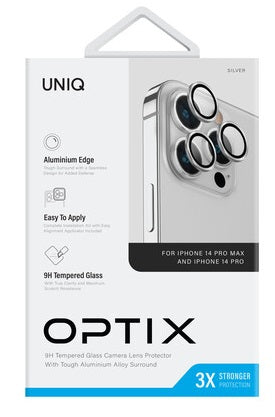 UNIQ OPTIX IPHONE 14 PRO / 14 PRO MAX (2022) واقي عدسة الكاميرا - ستيرلنج (فضي)