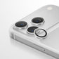 Sterling-silver camera lens protector with raised rings over triple lenses