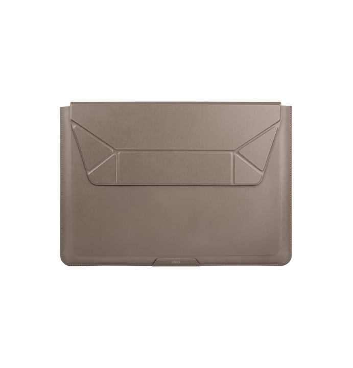 UNIQ OSLO LAPTOP SLEEVE WITH FOLDABLE STAND (UP TO 14”) - STONE (GREY)