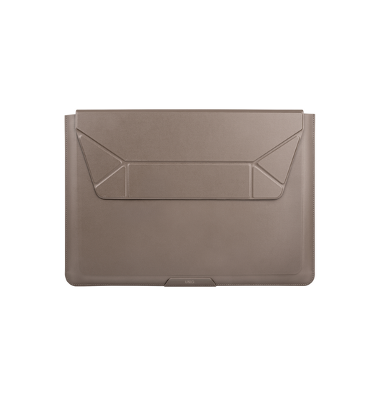 UNIQ OSLO LAPTOP SLEEVE WITH FOLDABLE STAND (UP TO 14”) - STONE (GREY)