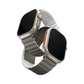 Reversible magnetic watch strap, light gray with white underside and orange accents