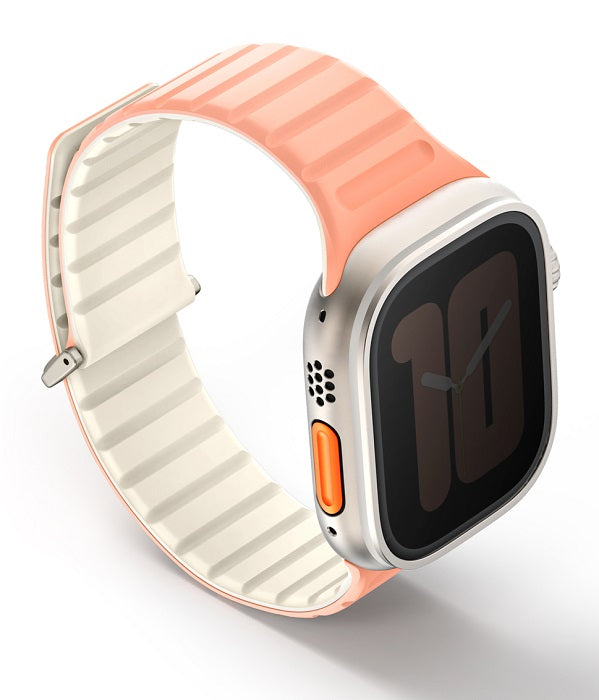 UNIQ REVIX EVO REVERSIBLE MAGNETIC APPLE WATCH STRAP 49/45/44/42MM - CREPE (CREPE PINK/IVORY)