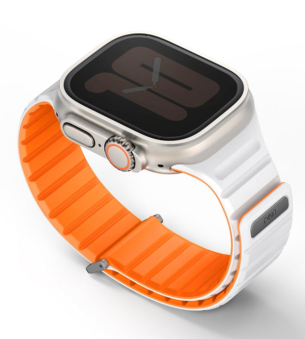 UNIQ REVIX EVO REVERSIBLE MAGNETIC APPLE WATCH STRAP 49/45/44/42MM - AMBER (AMBER ORANGE/WHITE)