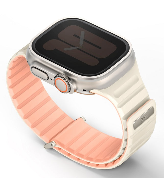 UNIQ REVIX EVO REVERSIBLE MAGNETIC APPLE WATCH STRAP 49/45/44/42MM - CREPE (CREPE PINK/IVORY)