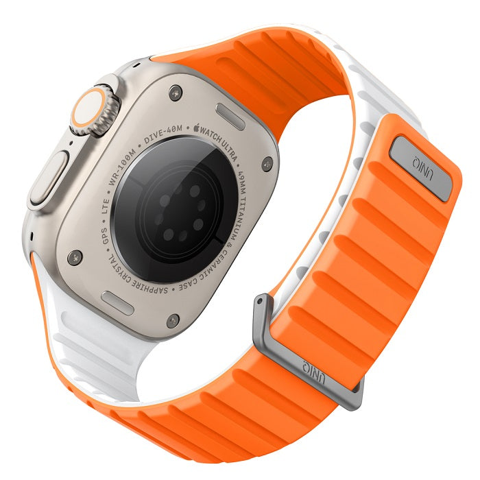 UNIQ REVIX EVO REVERSIBLE MAGNETIC APPLE WATCH STRAP 49/45/44/42MM - AMBER (AMBER ORANGE/WHITE)