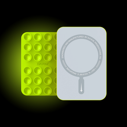 SKINARMA magnetic suction mount STAX in nite-glow green with gray backing