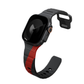 FKM rubber Apple Watch strap, dark charcoal with red segment and orange pin