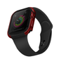 Apple Watch 40mm case with deep red protective bezel and matching band