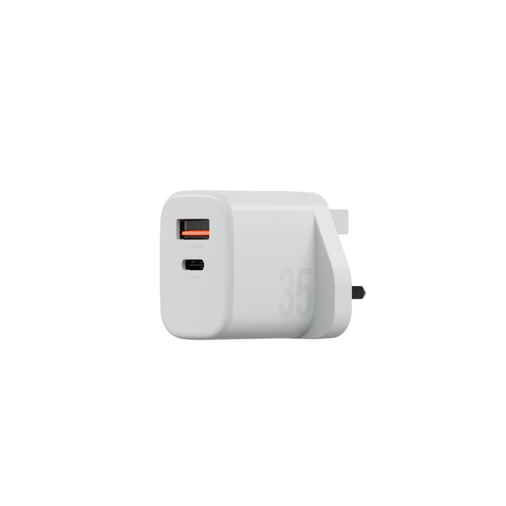 BAZIC GOPORT VELOX KIT, 1C1A GAN CHARGER 35W(UK) WITH WEAVE CABLE-WHITE