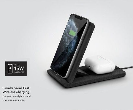 UNIQ VERTEX DUO 2 IN  1 FAST WIRELESS CHARGER 15W - CHARCOAL (DARK GREY)