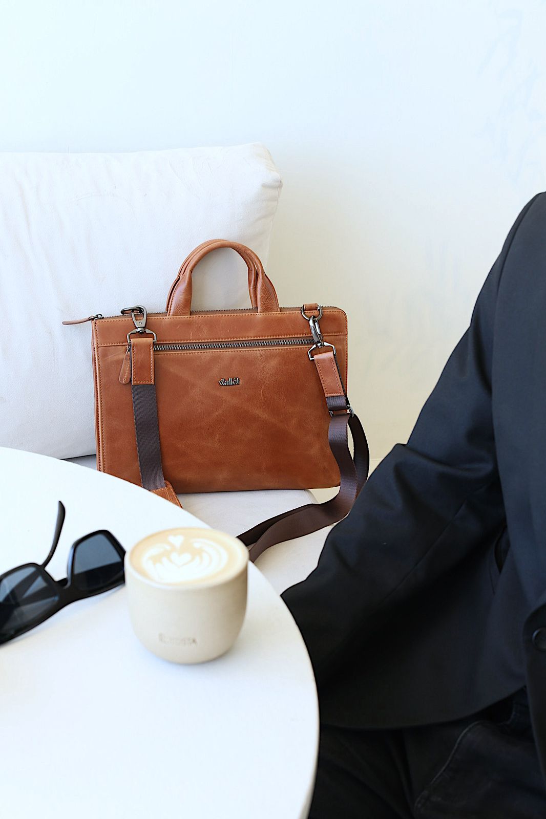 7 Wallet 14 inch GENUINE  LEATHER LAPTOP BAG BROWN