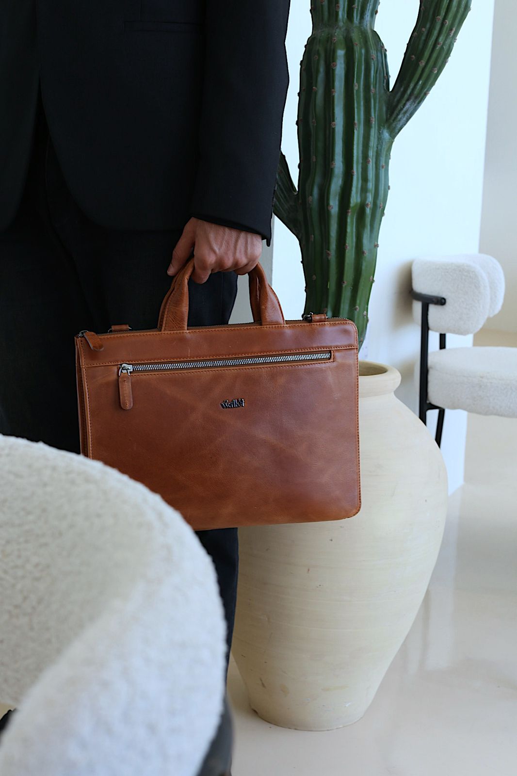 7 Wallet 14 inch GENUINE  LEATHER LAPTOP BAG BROWN