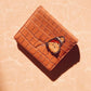7 WALLET CROAC LEATHER CARD WALLET - BROWN