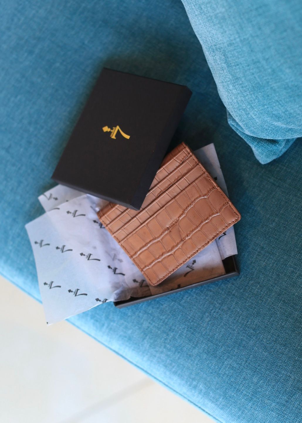 7 WALLET CROAC LEATHER CARD WALLET - BROWN