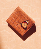 7 WALLET CROAC LEATHER CARD WALLET - BROWN