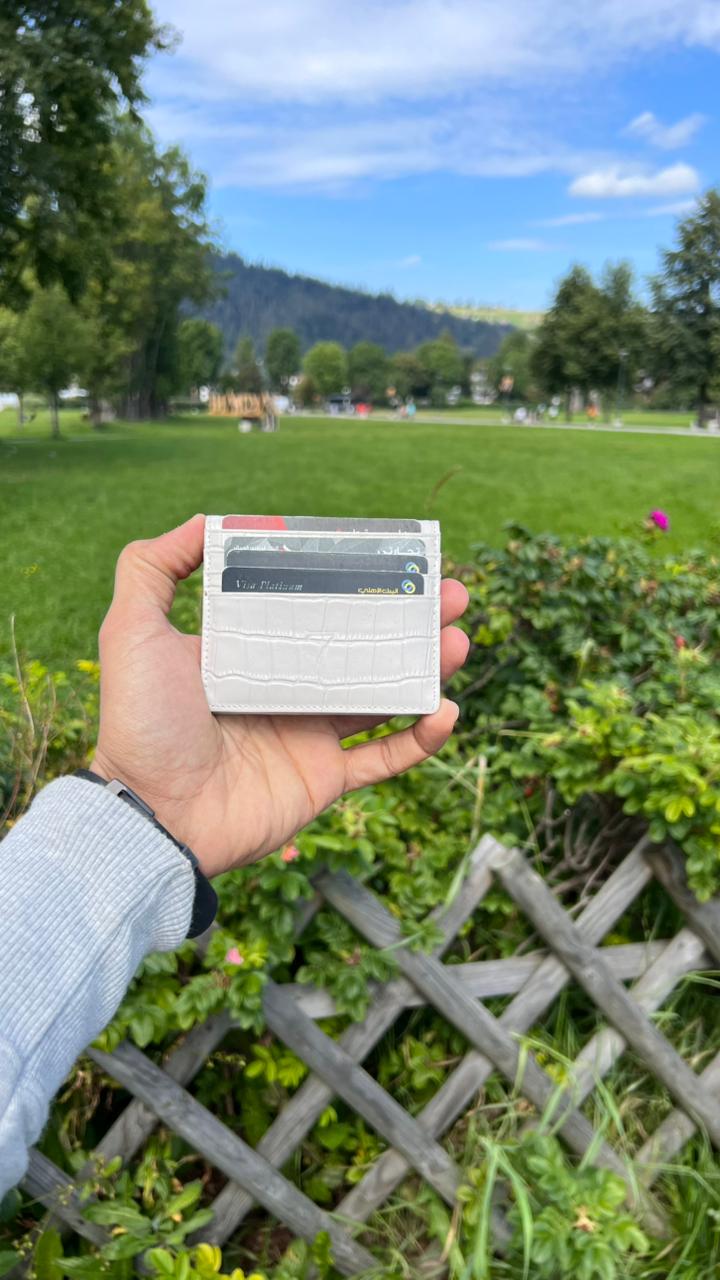 7 WALLET CROAC LEATHER CARD WALLET -WHITE