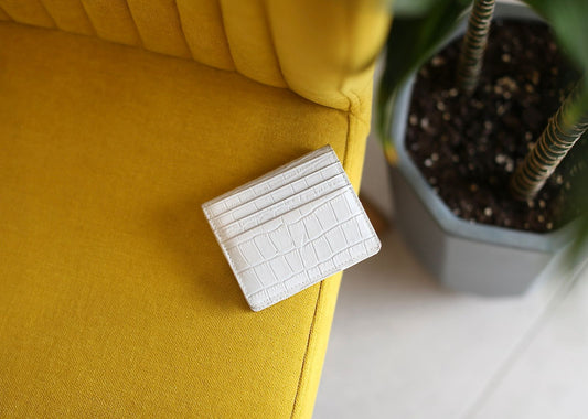 7 WALLET CROAC LEATHER CARD WALLET -WHITE