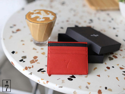 7 WALLET GRAIN TEXTURE RED/BLACK