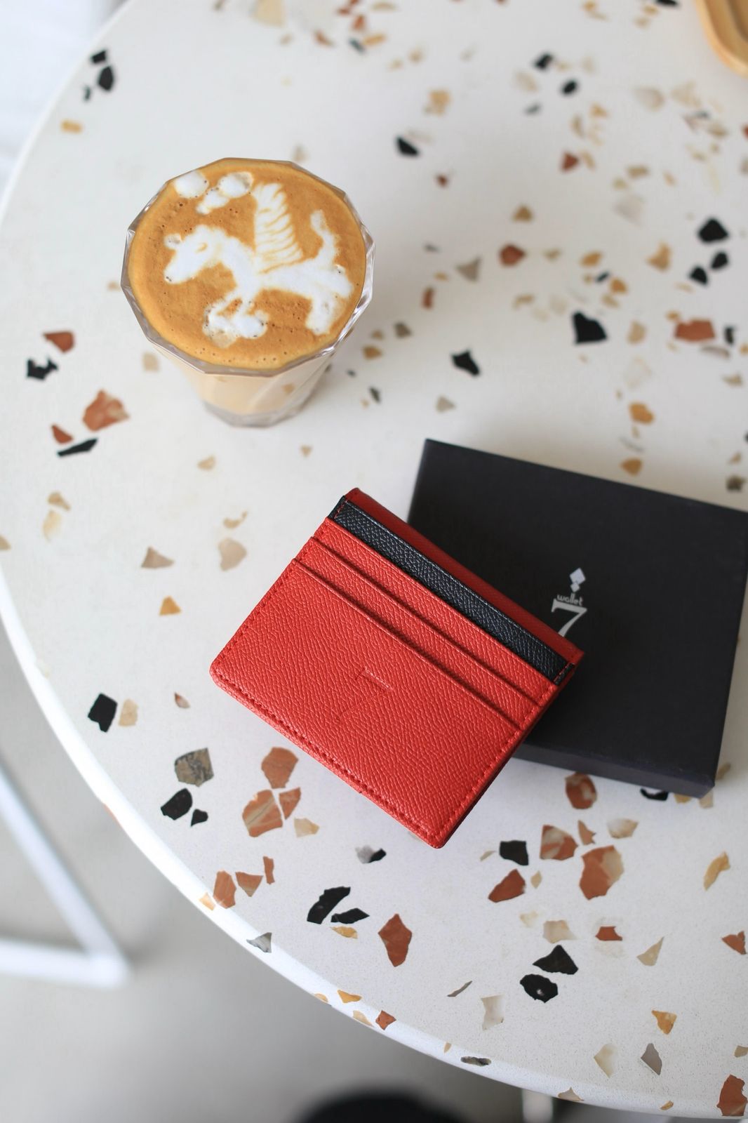 7 WALLET GRAIN TEXTURE RED/BLACK