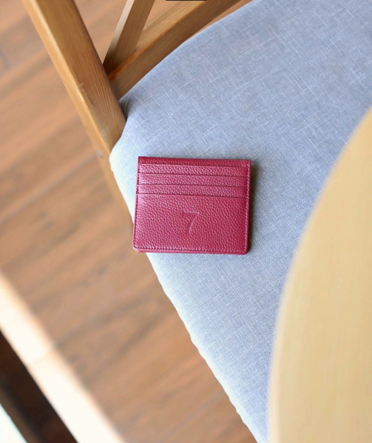 7 WALLET GRAIN TEXTURE LETATHER - MAROON