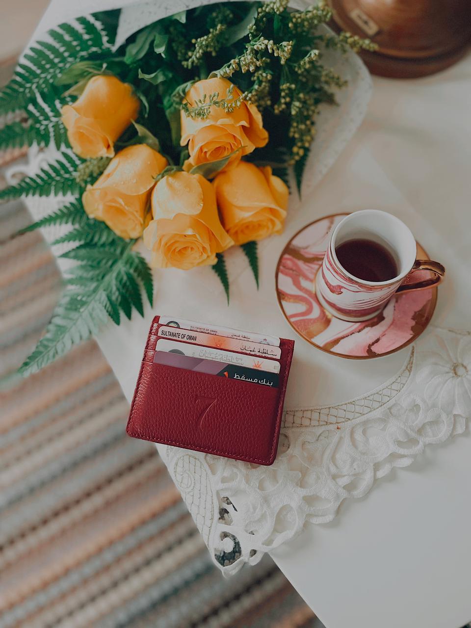 7 WALLET GRAIN TEXTURE LETATHER - MAROON