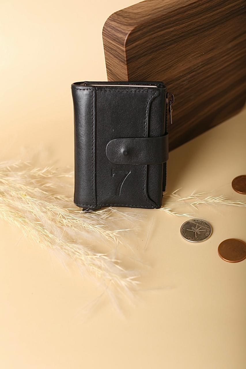 7 WALLET ORIGNAL LETATHER COIN ZIPPER- BLACK
