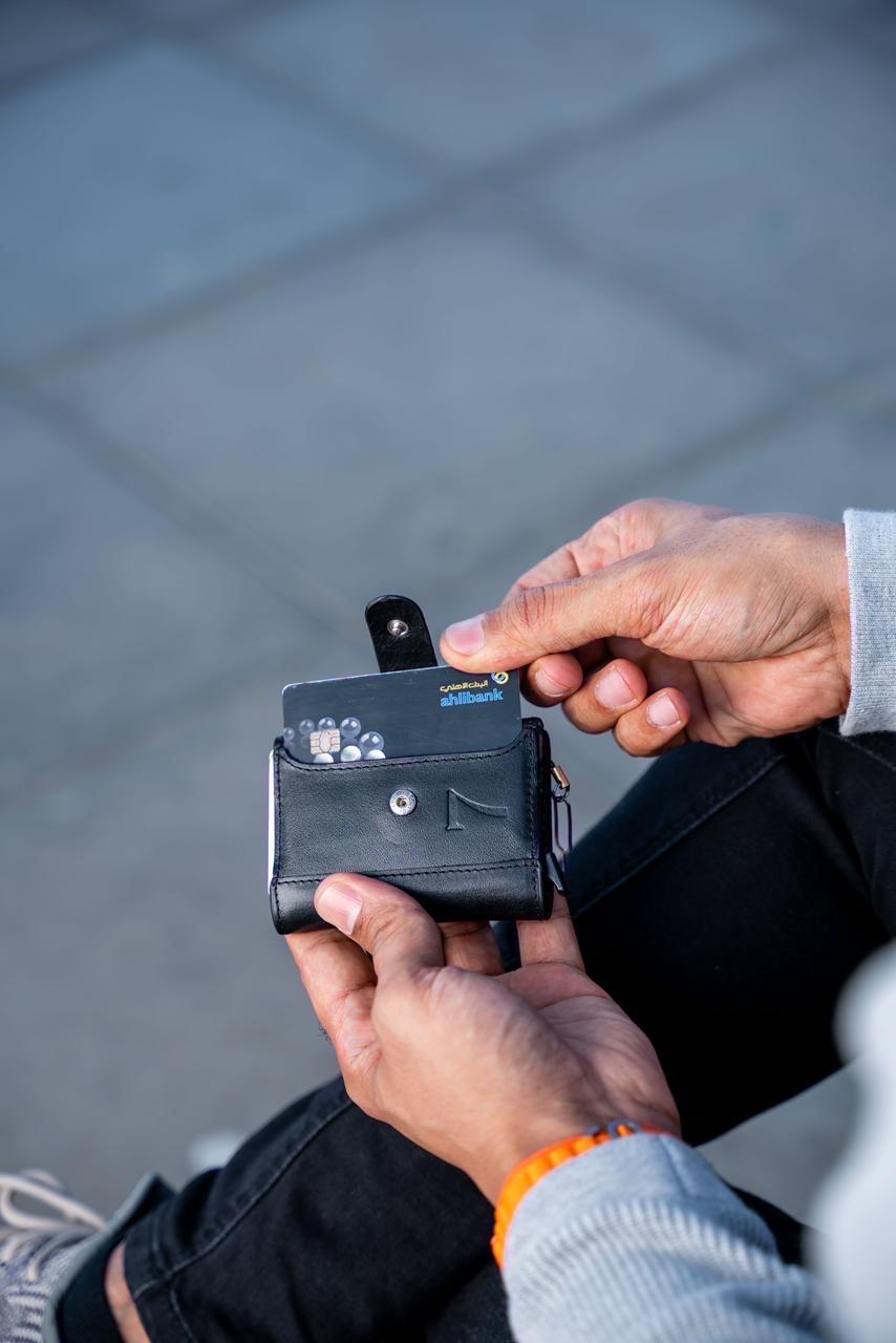 7 WALLET ORIGNAL LETATHER COIN ZIPPER- BLACK