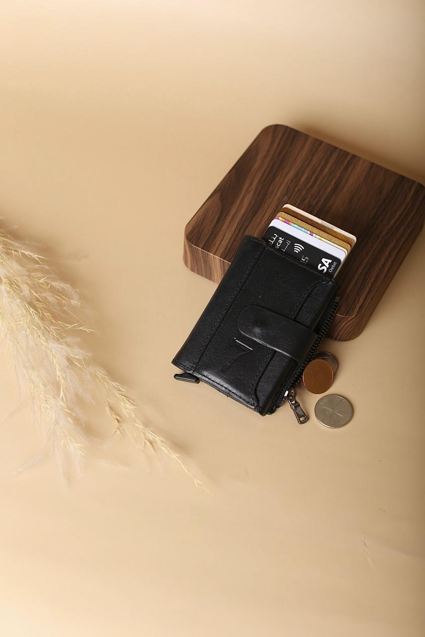 7 WALLET ORIGNAL LETATHER COIN ZIPPER- BLACK