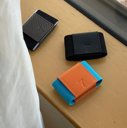 7 WALLET CARD HOLDER - ORANGE/BLUE