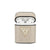 Guess AirPods Case for Airpods 1/2 PU Leather Beige Triangle Collection Saffiano Round Shape With Metal Logo