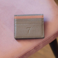 7 WALLET GRAIN TEXTURE LEATHER CARD WALLET - GREY/BROWN