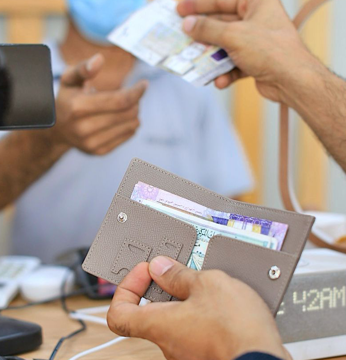 7 WALLET GRAIN TEXTURE LEATHER CARD WALLET - GREY/BROWN