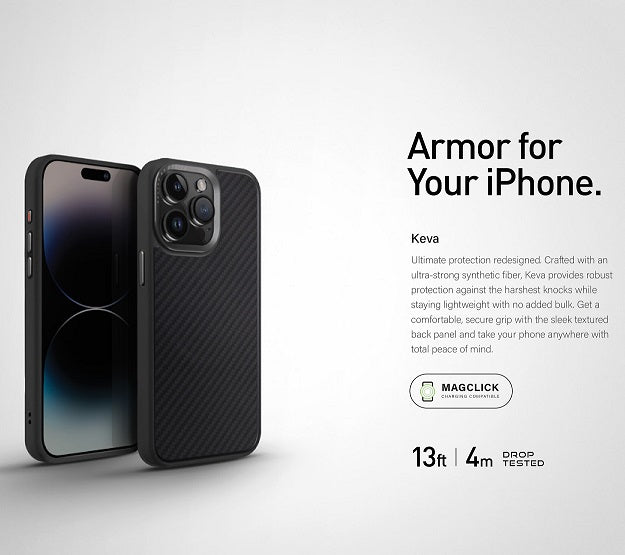 UNIQ HYBRID IPHONE 15 PRO (2023) غطاء MAGCLICK للشحن KEVA CARBON